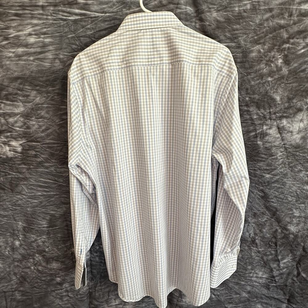 Twillory Performance Dress Shirt Mens 17.5 34-35 Tailored‎ Fit Blue Gray Check - Picture 2 of 7
